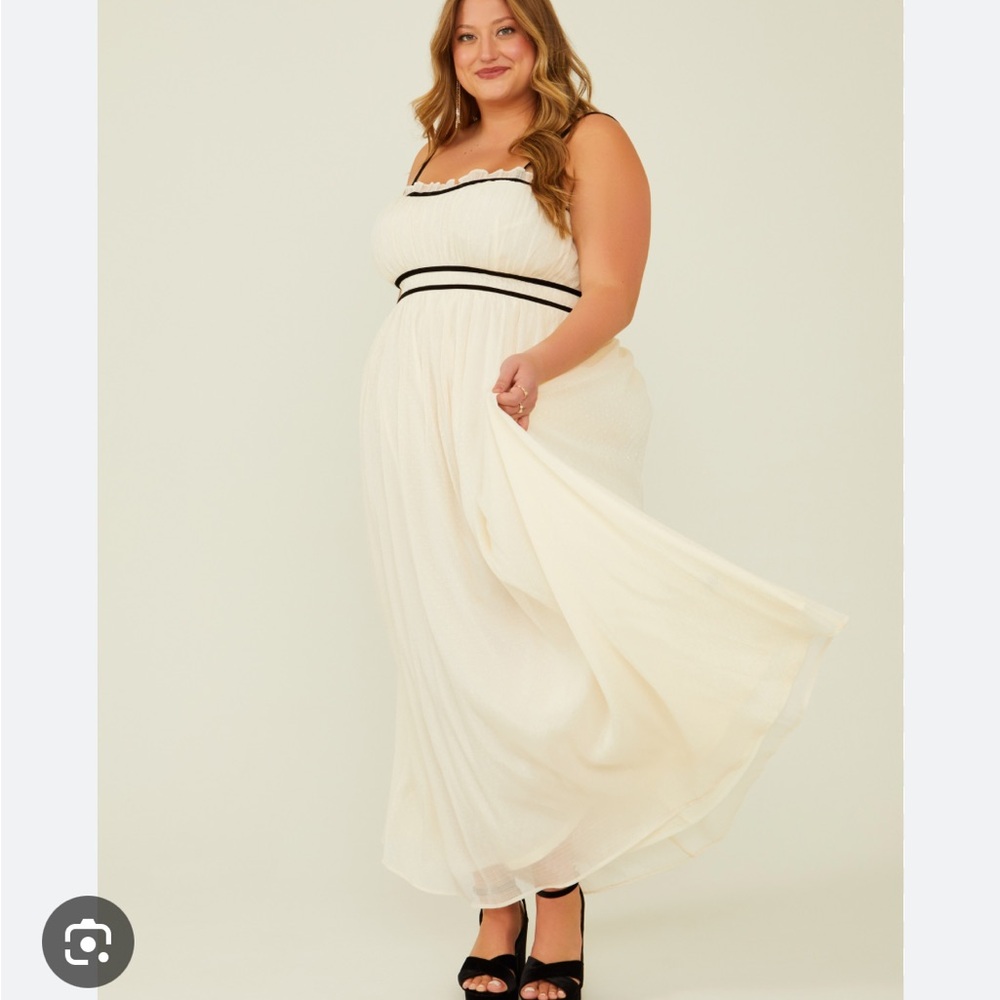 Beautiful shimmering cream and black velvet dress